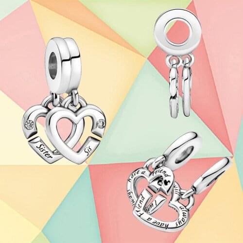 New Linked Sister Hearts Split Pendant For Fall 2021, Suitable For Diy Bracelets And Necklace Jewelry, Gifts For Girlfriends