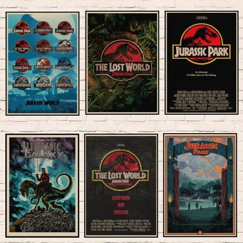 Jurassic Park Movie Posters Vintage Style Wall Stickers Kraft Paper Prints wall sticker Home Decoration A4