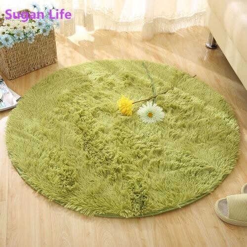 Fluffy Round Rug Carpets for Living Room Decor Faux Fur Carpet Kids Room Long Plush Rugs for Bedroom Shaggy Area Rug Modern Mat
