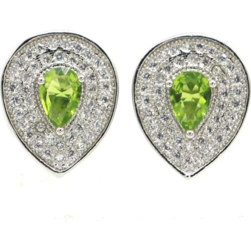 35x10mm Luxury Created Pink Kunzite White Zircon Gift For Ladies Silver Earrings