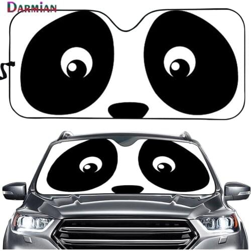 Panda Animal Cartoon with Big eyes Cute Auto Accessories Foldable Sun shades Windshield Anti UV Heat Protection Car Shades 2021