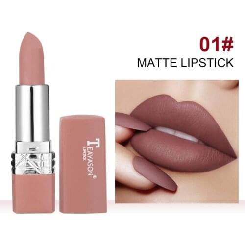 TEAYASON 1 Pc 12 Colors Lipstick Waterproof Velvet Matte Lipsticks Non-Stick Cup Moisturize Lips Makeup Cosmetic HOT SALE TSLM1