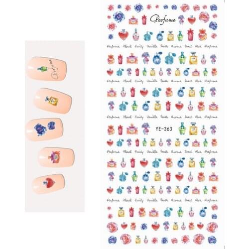 UPRETTEGO NAIL ART BEAUTY WATER DECAL SLIDER NAIL STICKER FULL COVER FLOWER ROSE MELTING ALPHABET PERFUME YE363-368