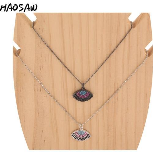 HAOSAW Choose Color/Micro Pave Charms/Oval Stripe Pendant Necklace/Charm Necklace/Women Jewelry Making