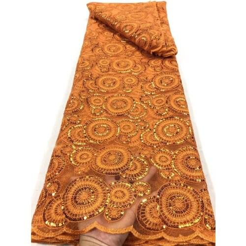 High Quality Lace Fabric Sequin Embroidery French Tulle Mesh Sewing Party Dress Fashion Skirt Africa Nigeria 5 Yards Wholesale