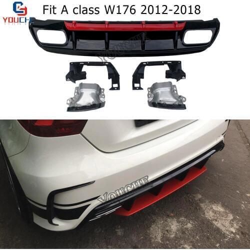 W176 Diffuser A Class AMG ABS Car-Styling Rear Bumper Diffuser for Mercedes-Benz Hatchback A160 A180 A200 A250 2013 - 2018