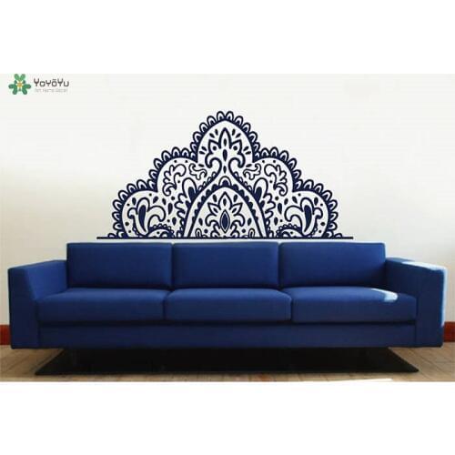 YOYOYU Wall Decal Buddha Vinyl Lotus Flower Home Decoration Accessories Half Mandala Flower Headboard Wall Stickers Art DIYSY628