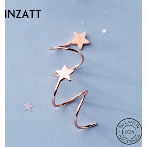INZATT Real 925 Sterling Silve Star Wave Hoop Earrings For Fashion Women Party Minimalist Fine Jewelry 2019 Accessories