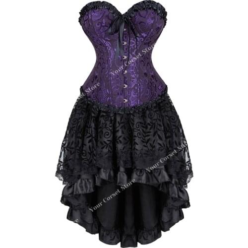 Black Corset Dress with Skirt Plus Size Dresses Victorian Corset Dress for Women Lace Vintage Sexy Woman Dresses with Corset