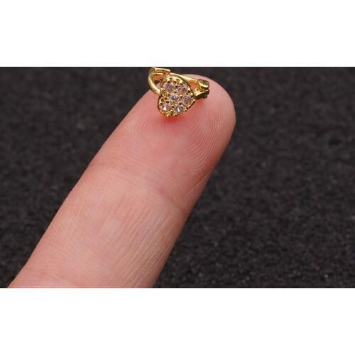 1 PCS Classic Small Micro Pave CZ Heart Ear Hoops Bone Cuff Earrings Cute 5 mm Circles Copper Piercing Hoops Earrings