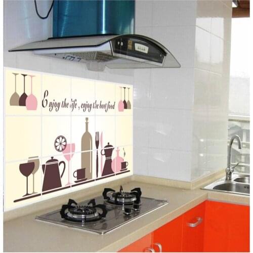 1PC Self-Adhesive Tile Stickers Paper High Temperature Kitchen Oil-Proof Stickers Anti-oil Gas Stove Ceramic Tile Wall Stickers