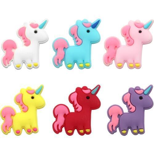 10 Pcs/lot Unicorn PVC DIY Hair Accessories New Design Cute Soft Rubber Animal Pattern Bright Color Children Handmade Hair Claws