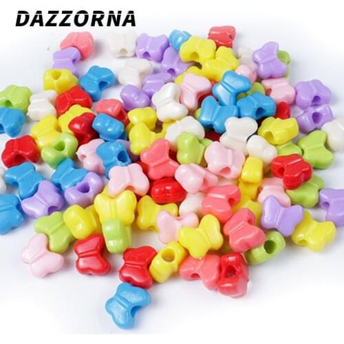 100/150/200Pcs Acrylic Butterfly spacer Beads Choose Colors for DIY Making Bracelets Necklace Jewelry Findings Loose Beads