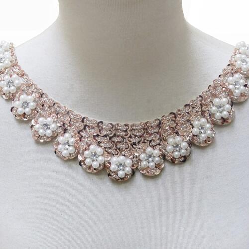 2PCS/lot Fashion beaded sequins lace collar DIY decoration false collar Necklace diy clothes accessories