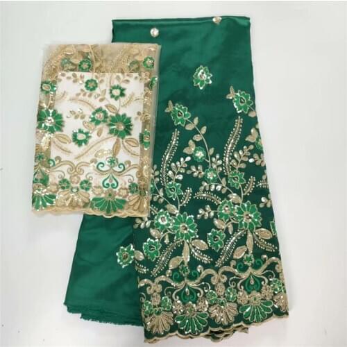 2018 fashion sequins for green party dress Wholesale price Indian lace fabric high quality African George fabric 7yards wh65-919