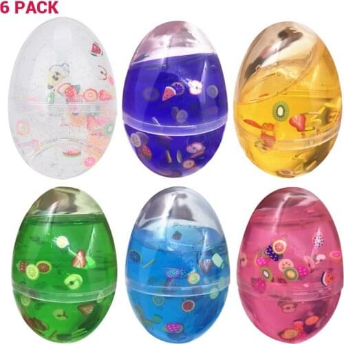 6Pcs Slime Ball Crystal Fluffy Toys DIY Slimes Cloud Glue Soft Clay Anti-stress Light Plasticine Antistress Toys Kids Slime Egg