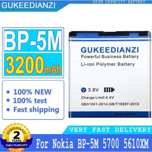 3200mAh GUKEEDIANZI Battery BP-5M for Nokia 5700XM 5610XM 6220 Classic 6500 Slide 8600 Luna 6110 Navigator 5610 5700 6500S