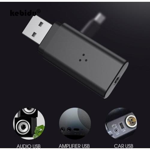 Kebidu Wireless Handsfree Bluetooth V5.0 Adapter 3.5MM Bluetooth Receiver USB Adapter For Speaker For Car For Android IOS