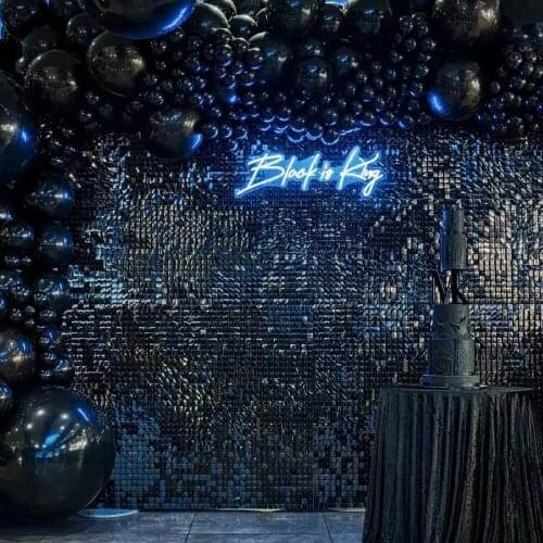 30X30cm Black Sequin Shimmer Wall Backdrop Panels For Metallic Spangle Wedding Birthday Party Event Conference Show Decoration