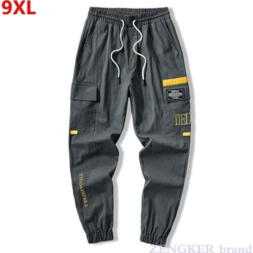 Summer pants male trend loose nine points plus size mens casual trousers spring and summer thin overalls 7XL 8XL 9XL