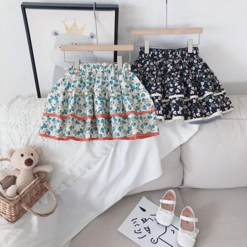 Baby Girls Floral Skirts Spring Autumn Kids Korean Fashion Double Layer Skirt Cute Pastoral Style Skirt for Girls Kids Clothing