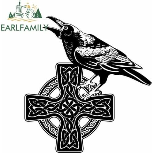 EARLFAMILY 13cm x 12cm for Odins Raven Viking Knot Cross Car Sticker Camper Race Car Wall Vinyl Waterproof Decal for Vehicle