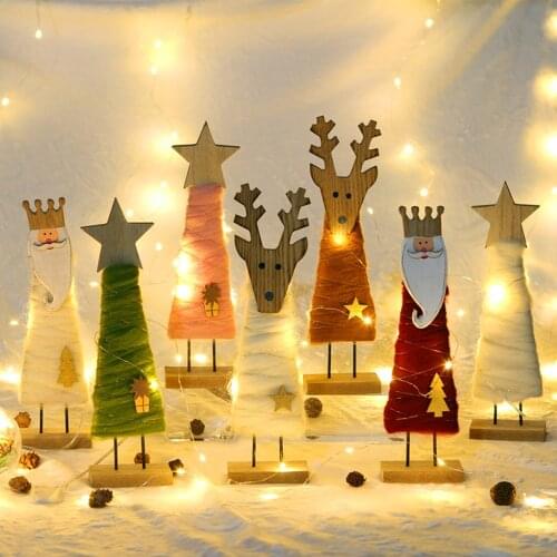 Christmas House Decoration Felt Old Snowman Wooden Santa Claus Christmas Ornaments Cloth Pendants Crafts Cute Wool Felt Old Man