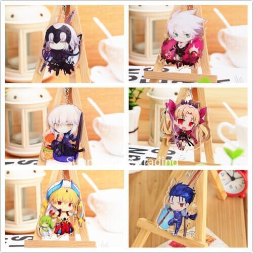 FGO Figure Toy Fate Apocrypha Saber Berserker Joan Altria Acrylic Doll Keychian Pendant Key Ring Cosplay for Gift
