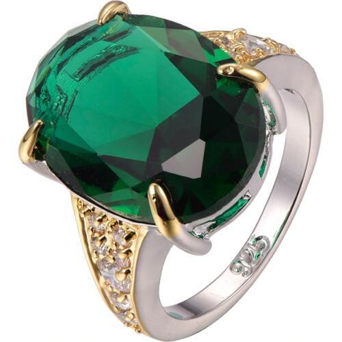 Simulated Huge Simulated Emerald 925 sterling silver White Crystal Zircon Ring Size 6 7 8 9 10 F1301