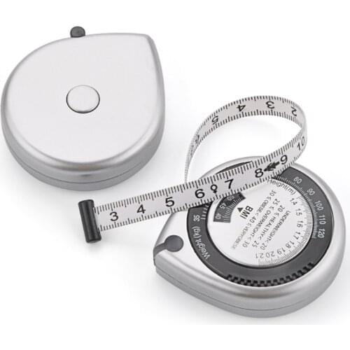 Body Mass Measuring Tape Measure 150cm BMI Calculator - Fitness Weight Loss Muscle Fat Test - Push-Button Retract