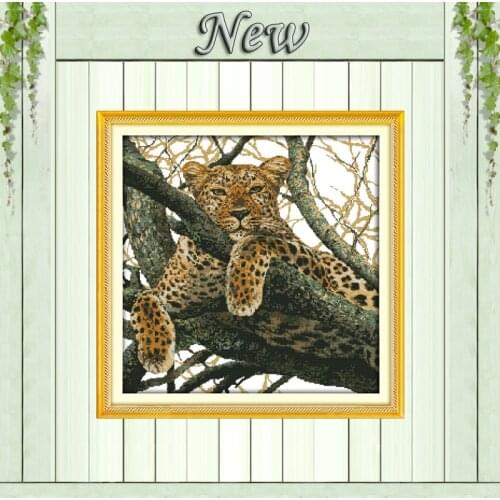The cheetah tiger leopard paintings counted printed on canvas DMC 14CT 11CT Chinese Cross Stitch Needlework Sets Embroidery kits