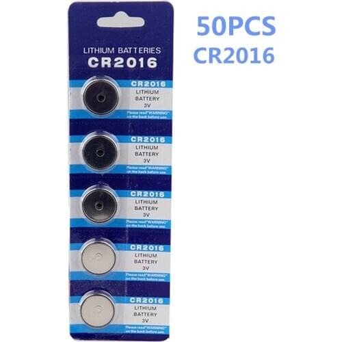 50pcs/lot CR2016 Button Batteries LM2016 BR2016 DL2016 Cell Coin Lithium Battery 3V CR 2016 For Watch Electronic Toy Remote