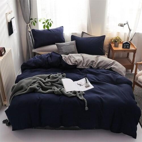 Solid Color Patchwork Duvet Covers Set Fashion Modern 3/4PCS Bed Linen Pillow Case Double Sided Color Bedclothes Queen King Size