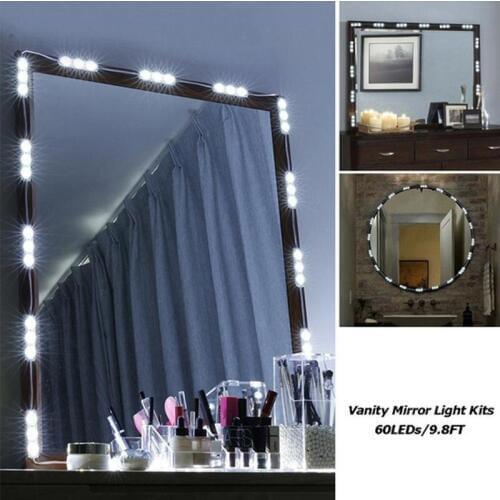 Hollywood Makeup Mirror Light Kit 10FT 60 LED Rounded Dimmable Vanity Mirror Light Vanity with Remote Control for Easter Gift