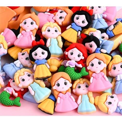 Cute Cartoon Princess Girl Flat Resin Craft Model Decor Figurine Decoration Miniature Garden Fairy Ornament DIY Accessory