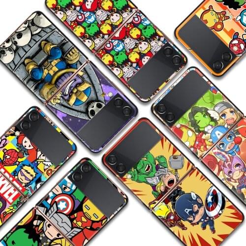 Marvel cartoon cute Shockproof Cover for Samsung Galaxy Z Flip Flip3 5G Black Phone Case Shell Hard Fundas Coque Capa