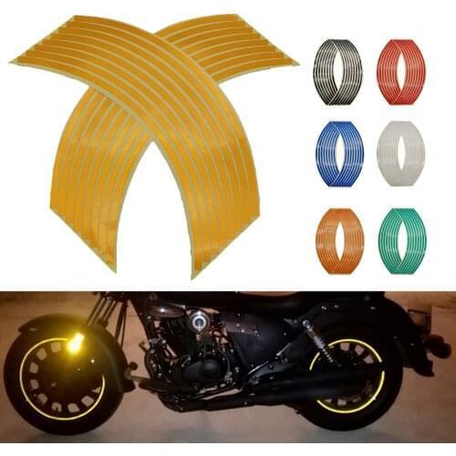 Motorcycle Wheels Stickers Decoration Stripe 3D Reflective Rim Sticker For Kawasaki KX 125 250 450 F 100 KLX 125 250 KDX 125 250