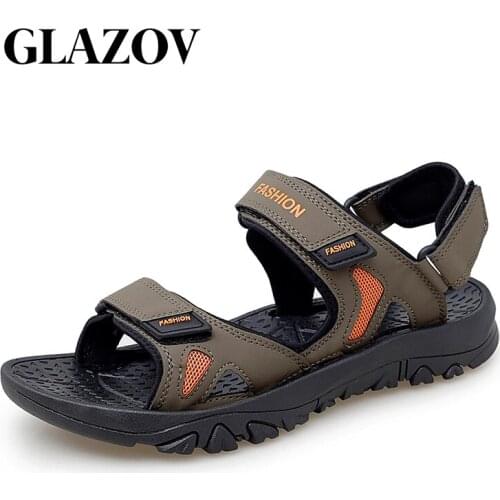 GLAZOV New Fashion Men Sandals Big Size 39-48 Leather Sandals For Men Outdoor Walking Men Summer Sandals Comfortable Men Shoes