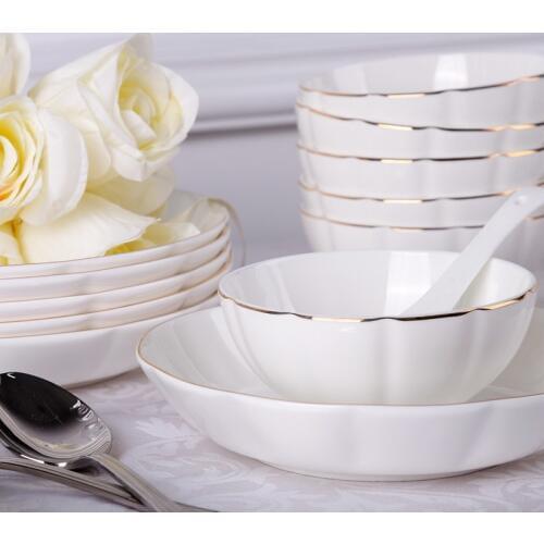 Western-style Dinner set Bone china Phnom Penh Series Bowl Dish Set Pumpkin Shaped Ceramic Cutlery set Home Kitchen Utensils