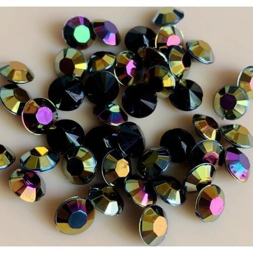 Wholesale 500pcs 8mm Pointback Strass AB White &BLACK Beads Acrylic Semicircle Rhinestone trim Wedding Dress Button -S71*5