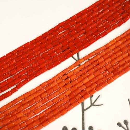15"/38cm wholesale natural dyed Italian sardine red coral tubes 4x5mm loose beads jewelry making DIY for women