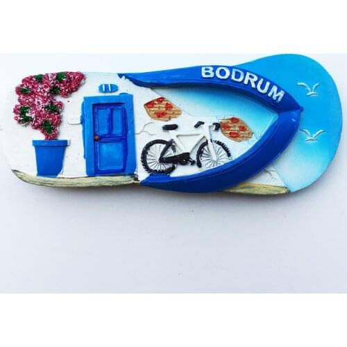 QIQIPP Turkey Bodrum Creative Tourism Commemorative Decoration Crafts Flip-Flops Folk House Magnet Refrigerator Magnet