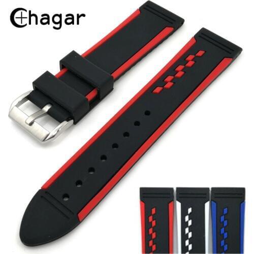 20mm 22mm 24mm Soft Rubber Silicone Watchbands Sports Diving watch Strap Waterproof watch accessories for men Relojes Hombre