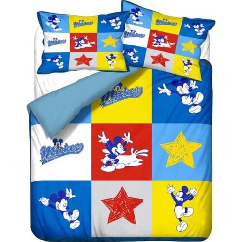 Cartoon Mickey Minnie Mouse Bedding Set Comfortable Duvet Cover with Pillow Cases Children Kids Bedspread Full Queen King Sizes
