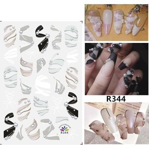 Self-adhesive 3D Stickers for Nails Translucent Ribbon Nail Art Decorations Small Size Fashion Stickers Women Girl Nail Foil