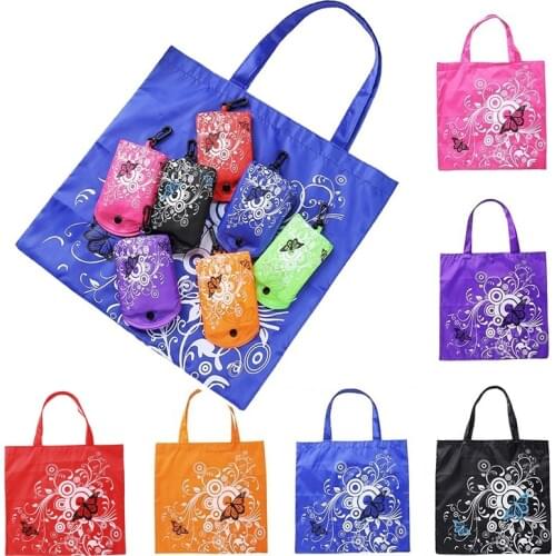 Multi Color Folding Shopping Bag Eco Friendly Ladies Gift Foldable Reusable Tote Bag Portable Travel Shoulder Bag Travel Grocery