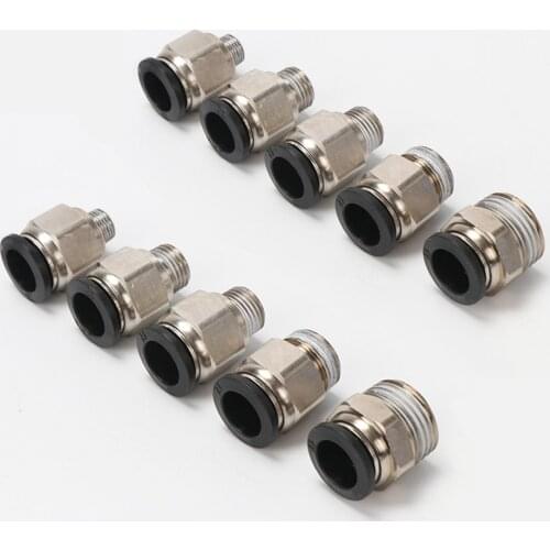Black Air Pipe Connector 10/12/6mm Hose Tube 1/4" BSP 1/2 1/8" 3/8" External Thread Quick Connector Brass Nickel Plated Fittings