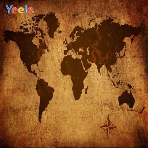 Vintage Ancient World Map Old Brown Backdrop Vinyl Baby Sower Photography Background For Photo Studio Photophone Photozone Shoot