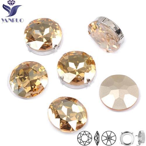 YANRUO 1201 Round 27mm Crystal GSHA Sparkly Sewn Rhinestones Glass Crystal Sew On Rhinestone Stones For Clothes Jewelry Making