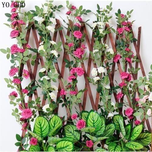 YO CHO 100cm DIY Peony Fake Flower Wall Wreath Garden Home Decoration Rose Silk Flower Ivy Vine Green Leaves Home Wedding Decor